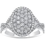 1.05ctw Diamond Oval Cluster Ring
