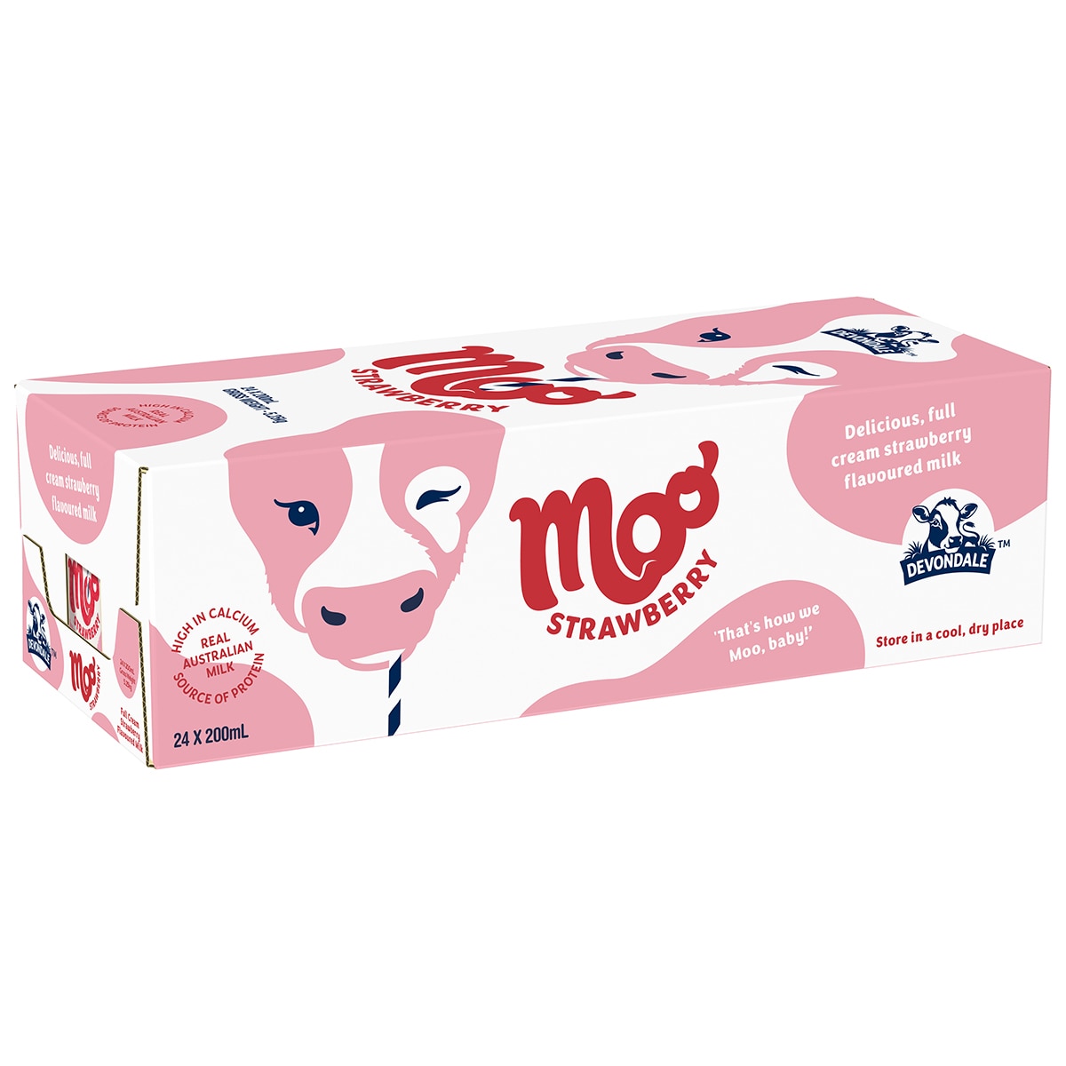 Devondale Moo Long Life Strawberry Milk 24 x 200ml