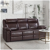 Valencia Charlie 3-Seater Leather Recliner Lounge Chocolate Color