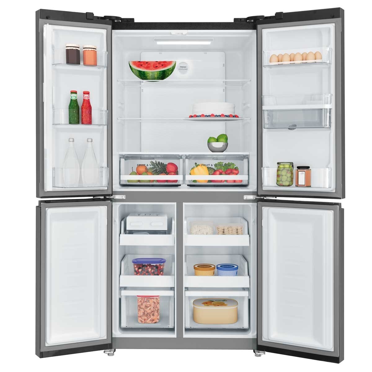 Westinghouse 492L Quad Door Fridge Matte Black