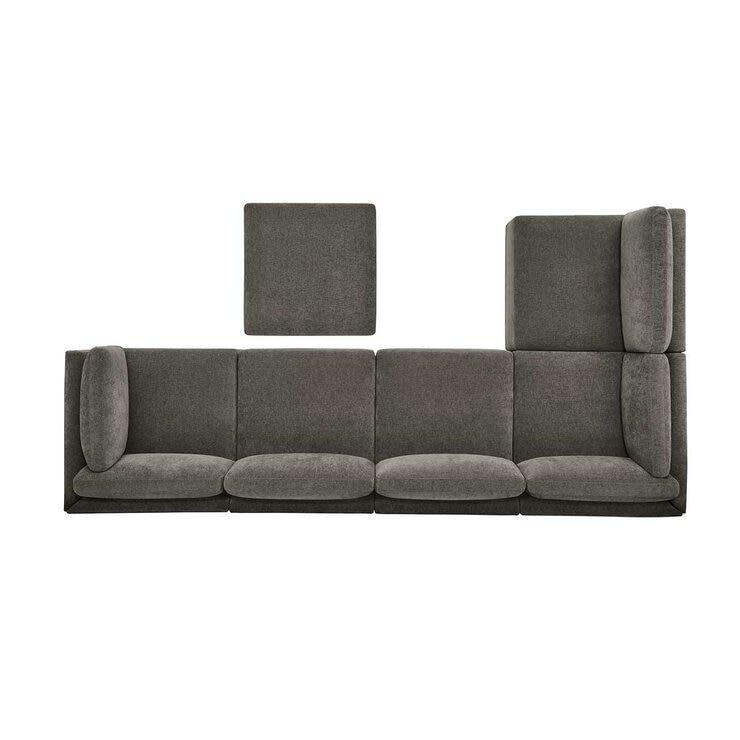 Thomasville 6PC Fabric Modular Sectional with Ottoman Grey