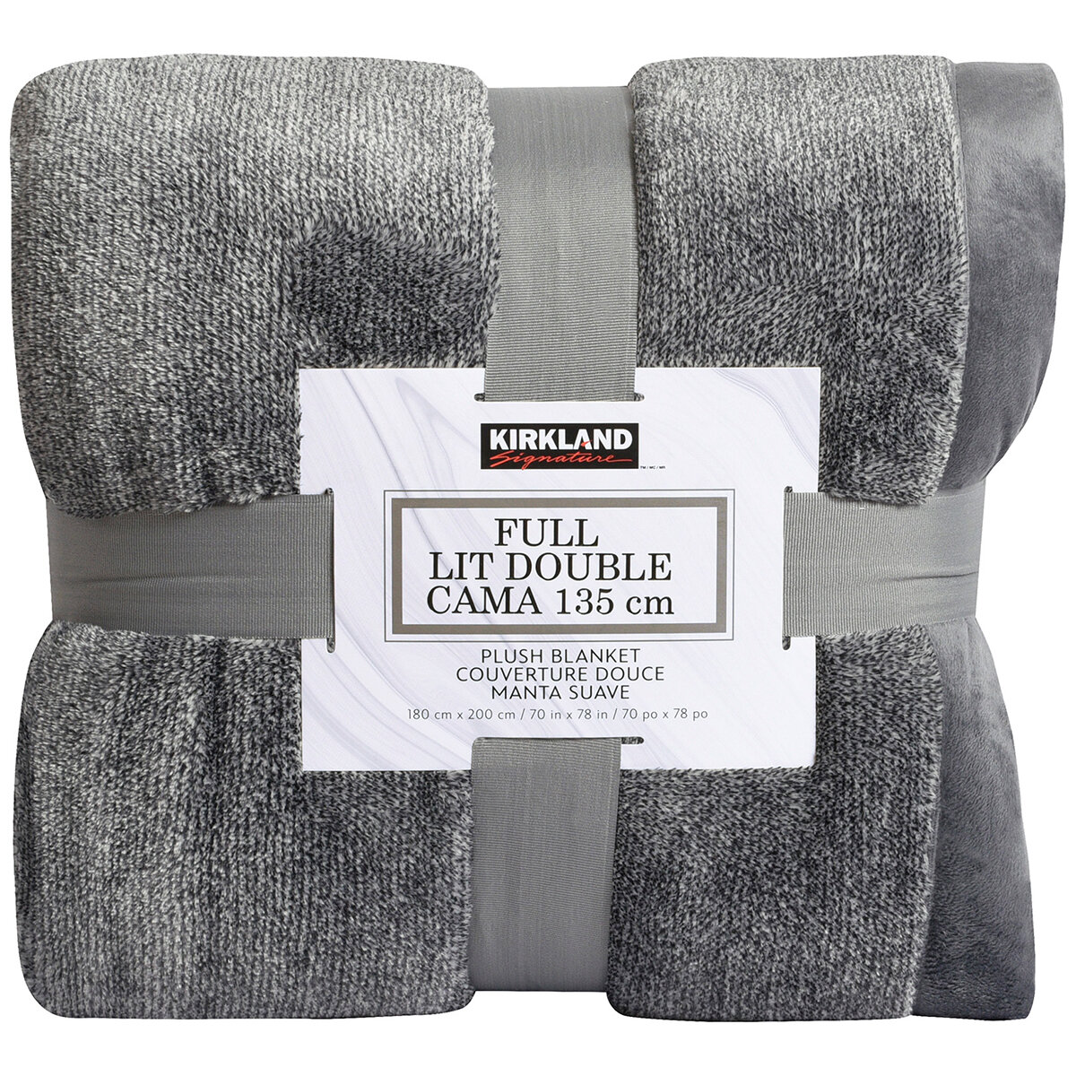 Kirkland Signature Plush Blanket Double Bed Heather Grey