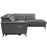 Valencia Pista Leather Reclining Sectional Lounge Right Chaise Grey Valencia Pista Leather Reclining Sectional Lounge Right Chaise Grey