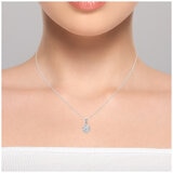 18KT White Gold 1ctw Round Diamond Nine Stone Cluster Pendant