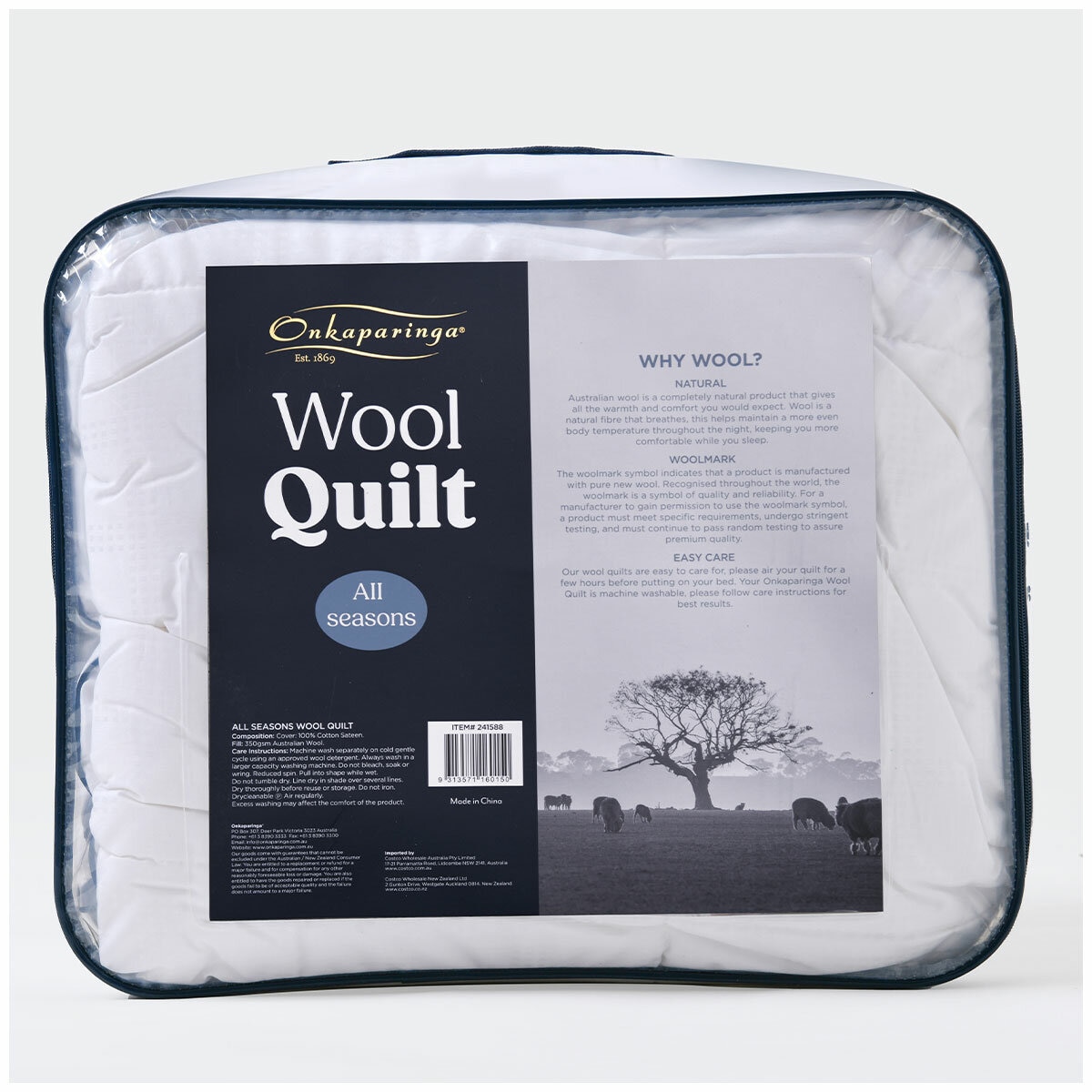 Onkaparinga All Seasons Wool Quilt King