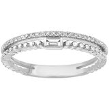 18KT White Gold 0.15CTW Diamond 2 Row Fashion Ring