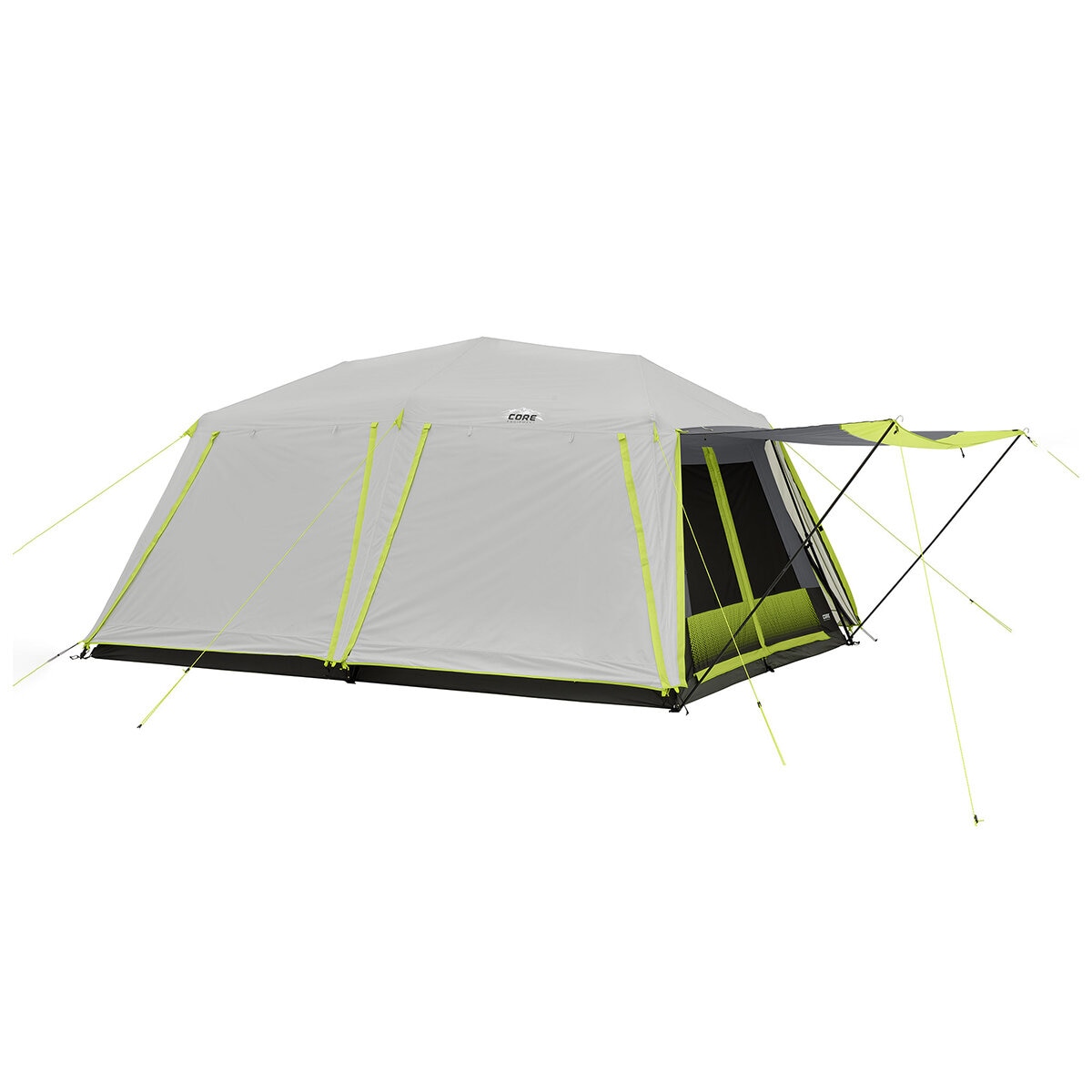 CORE 10 Person Lighted Instant Cabin Tent with Awning C