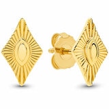 18KT Yellow Gold Diamond Shaped Stud Earrings