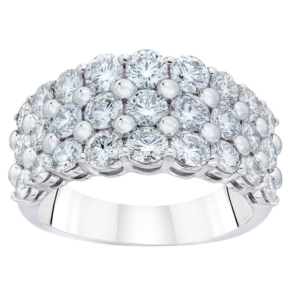 Platinum 3.00ctw Three Row Diamond Band