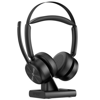 Costco - EMEET GeniusCall Wireless On-Ear Headset with Charging Base Black HS80