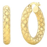 14KT Yellow Gold Designed Hoop Earrings