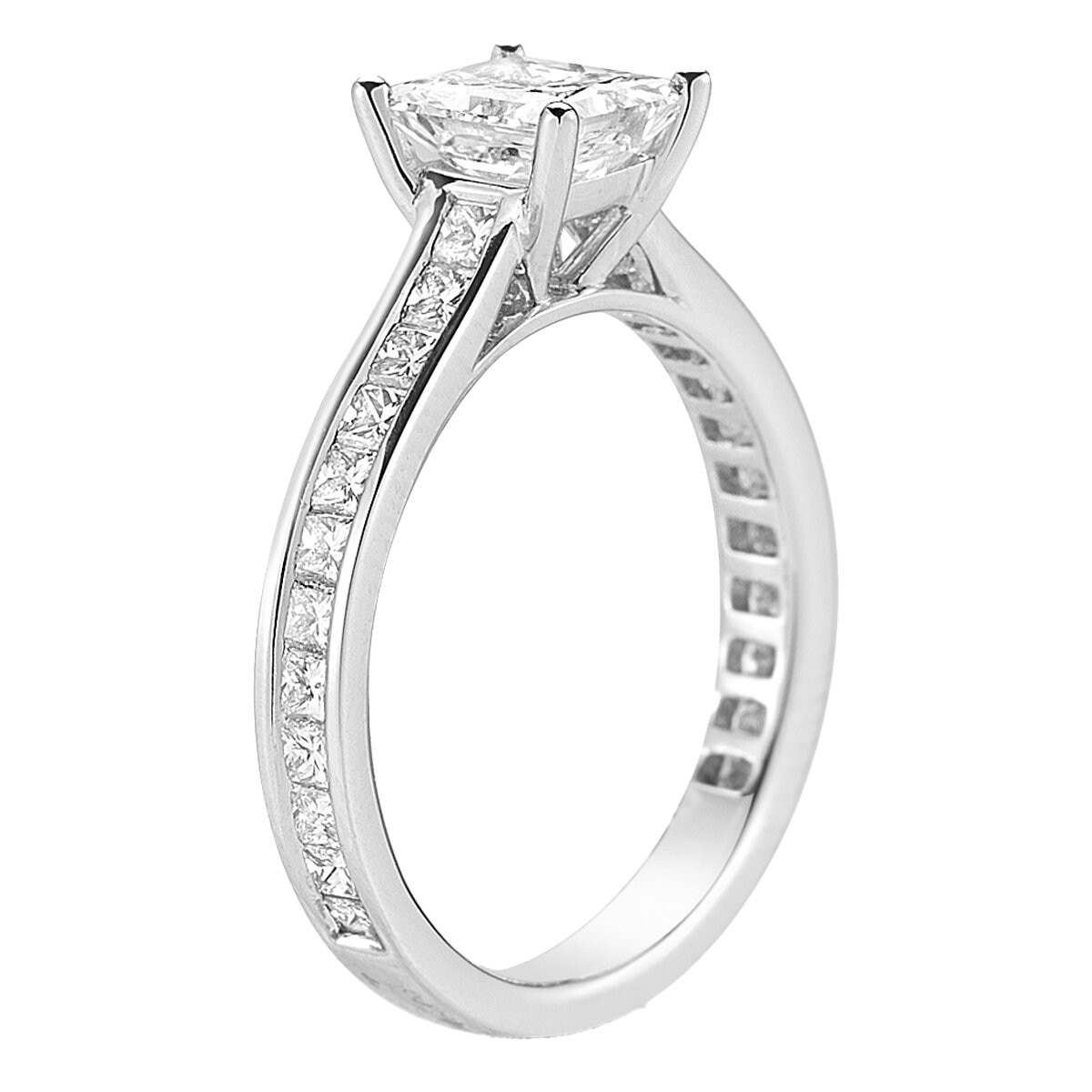 Platinum 3.07ctw Princess Cut Diamond Bridal Set With 1.2ctw Centre
