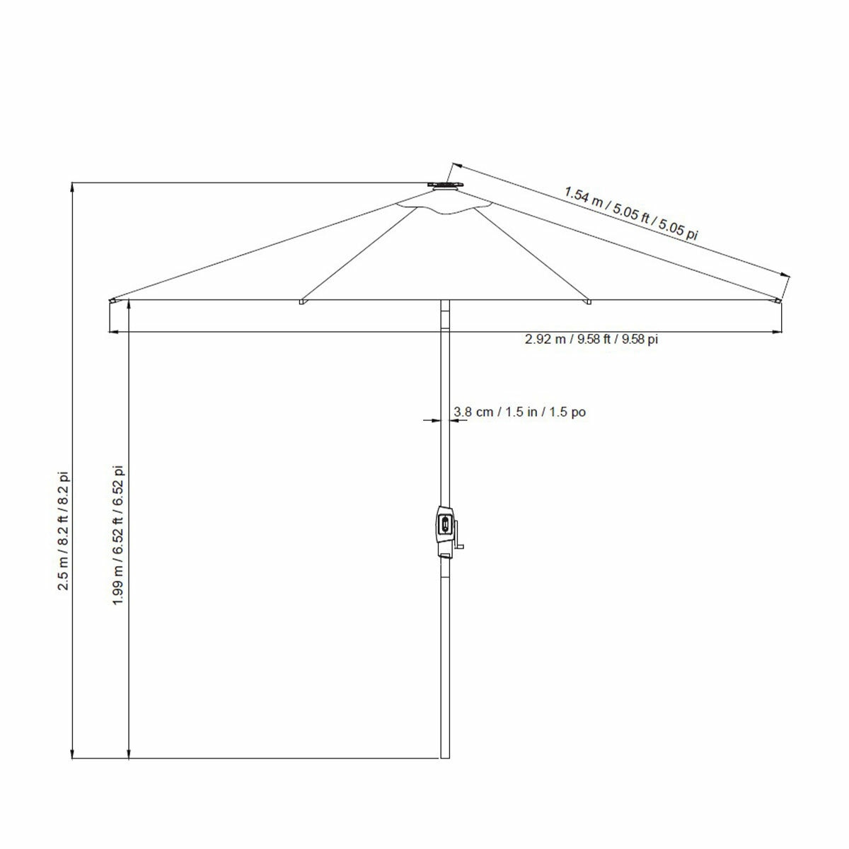 SunVilla Blue LED Market Umbrella 3M