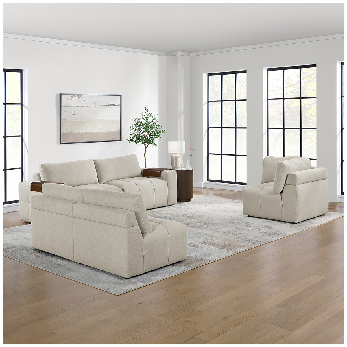 Aiden & Ivy Fabric Stationary Modular Sectional 6 Piece