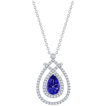 18KT White Gold Tanzanite And Diamond Pendant