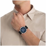 Calvin Klein Gauge Black Leather Blue Dial Men's Watch 25200497 Calvin Klein Gauge Black Leather Blue Dial Men's Watch 25200497