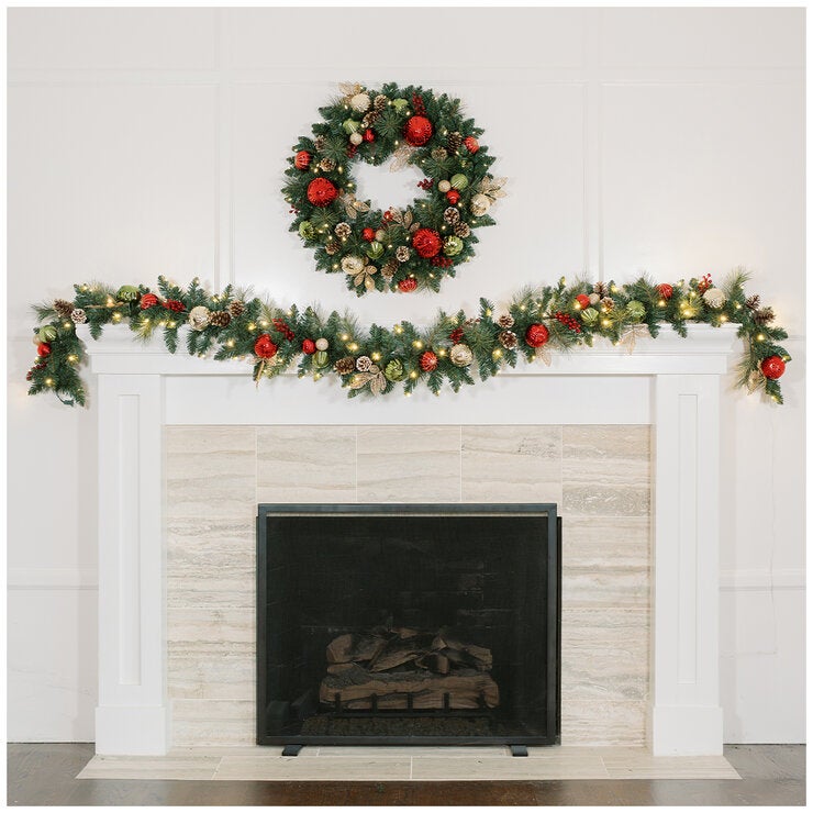 CGH 2.7m Pre-Lit Decorated Holiday Artificial Garland CGH 2.7m Pre-Lit Decorated Holiday Artificial Garland