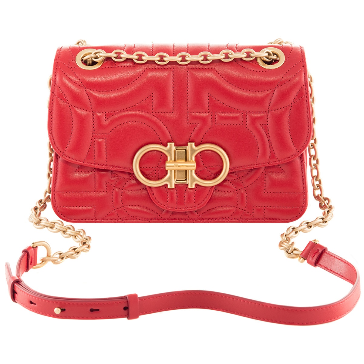 ferragamo quilted gancini flap bag