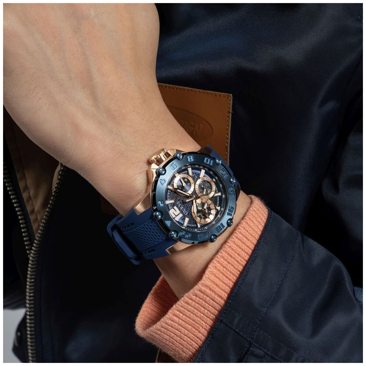 GUESS Contender Blue Two Tone Multifunction Men's Watch GW0640G3