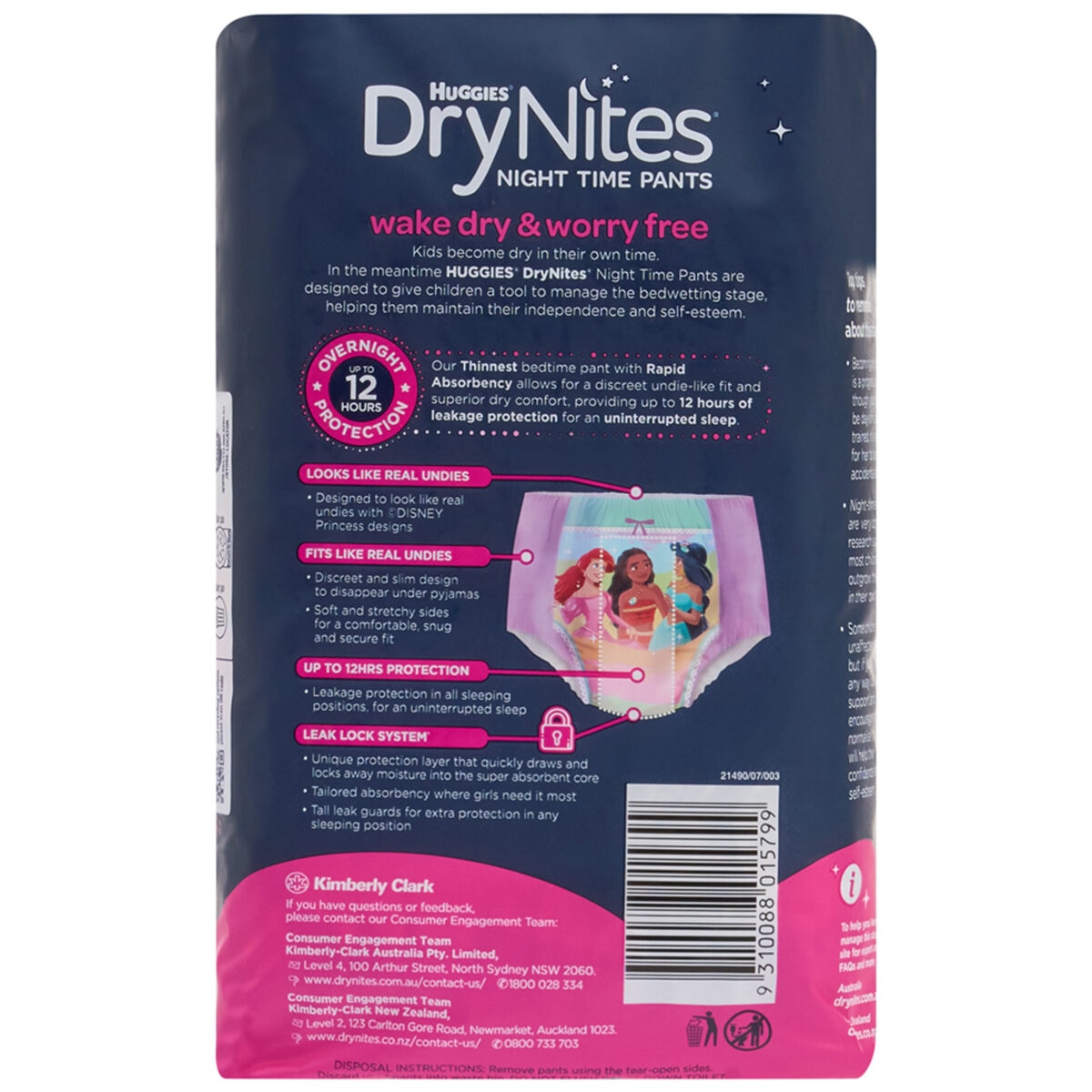 Huggies Drynites Night Time Pants For Girls Size 2-4 Years 2 x 30 Count