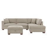 Thomasville Fabric Sectional With Storage Ottoman