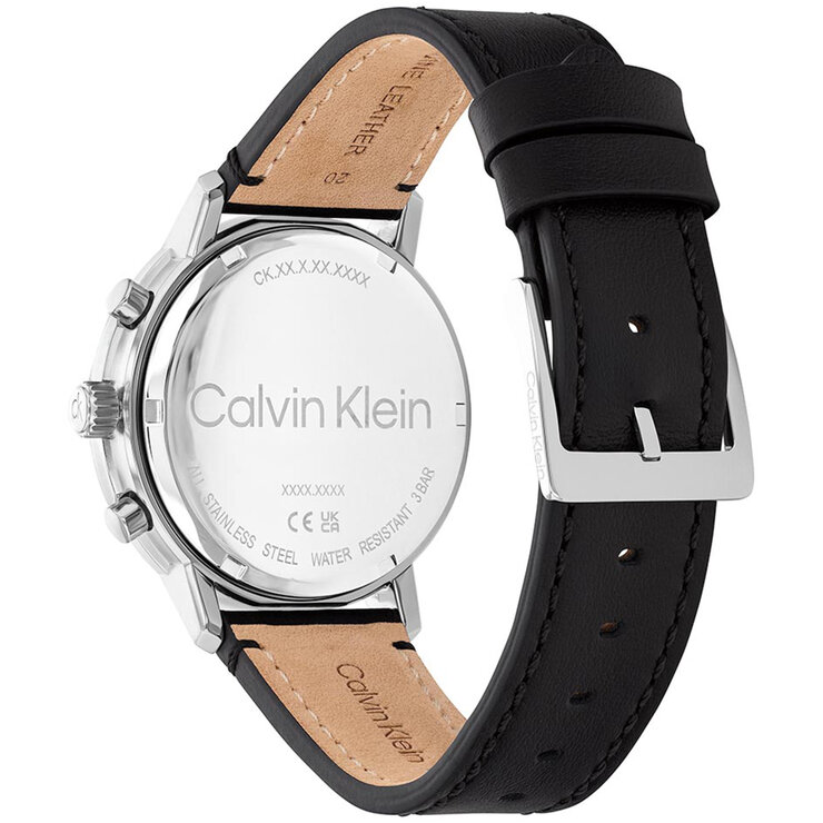 Calvin Klein Gauge Black Leather Sepia Dial Men's Watch 25200496