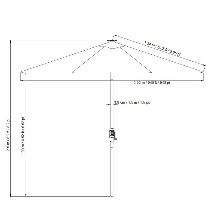 SunVilla Gray LED Market Umbrella 3M (2)
