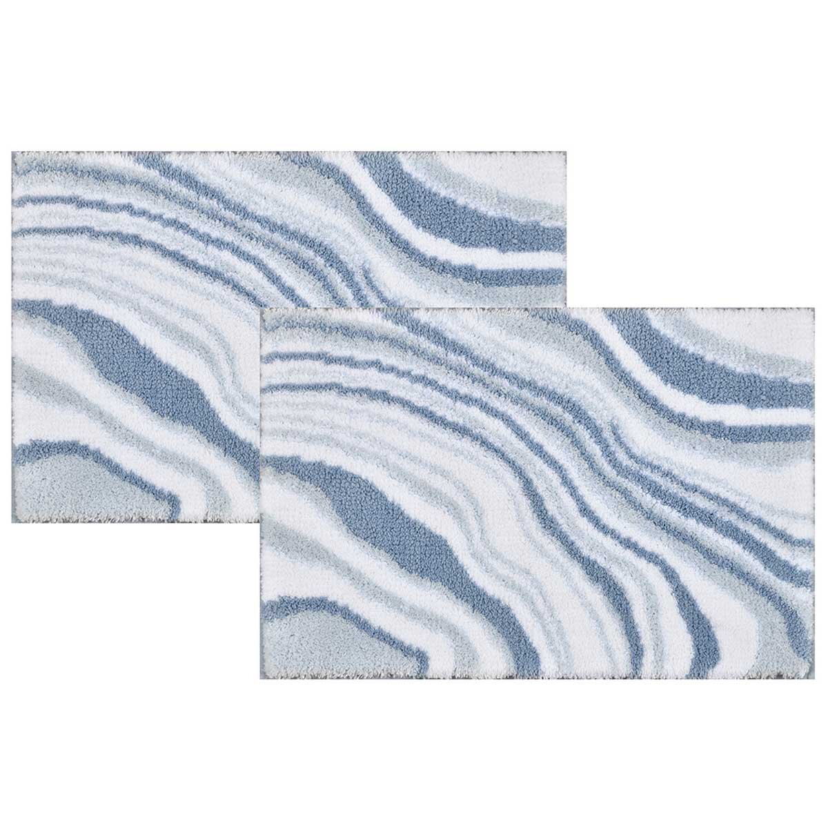 Riviera Marble Print Bathmat 40 x 60cm 2 Pack Blue