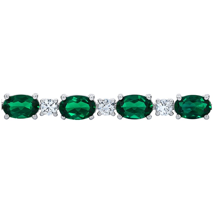 18KT White Gold Lab Created Emerald and Diamond Bracelet Costco Australia