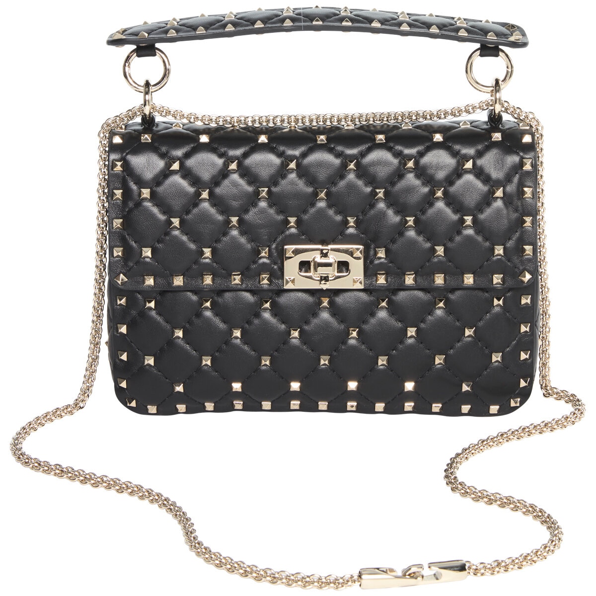 Rockstud Spike Nappa Leather Medium Bag Black |...