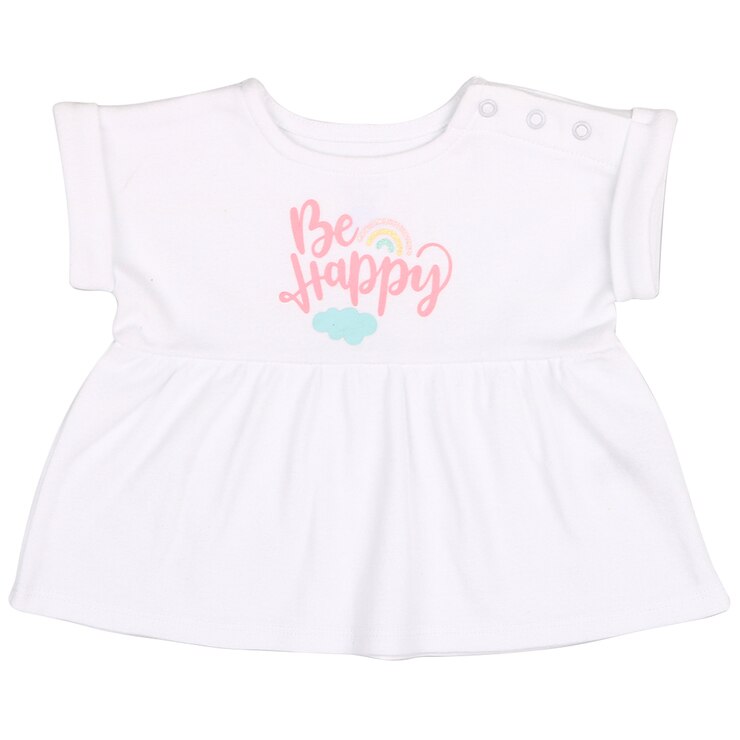 Peanut Shell 2pc Baby Set - White Top/Print Pants