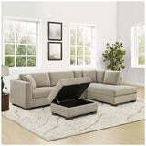 Thomasville 3 Piece Fabric Sectional with Storage Ottoman