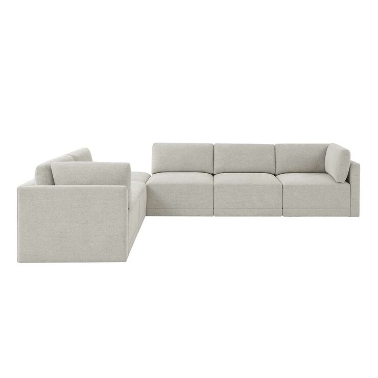 Thomasville 6PC Fabric Modular Sectional with Ottoman Light Grey