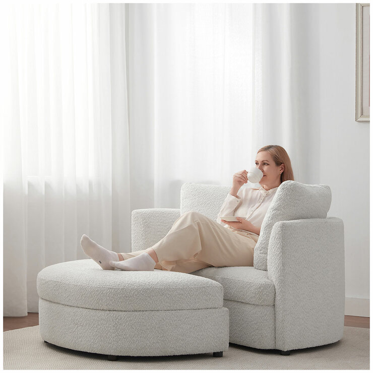 Aiden & Ivy Fabric Accent Chair With Storage Ottoman
