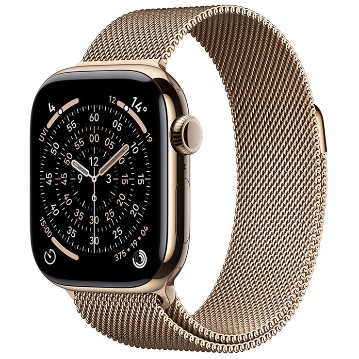 Apple Watch Series 11 GPS + Cellular 46mm Gold Titanium Case with Gold Milanese Loop - S/M