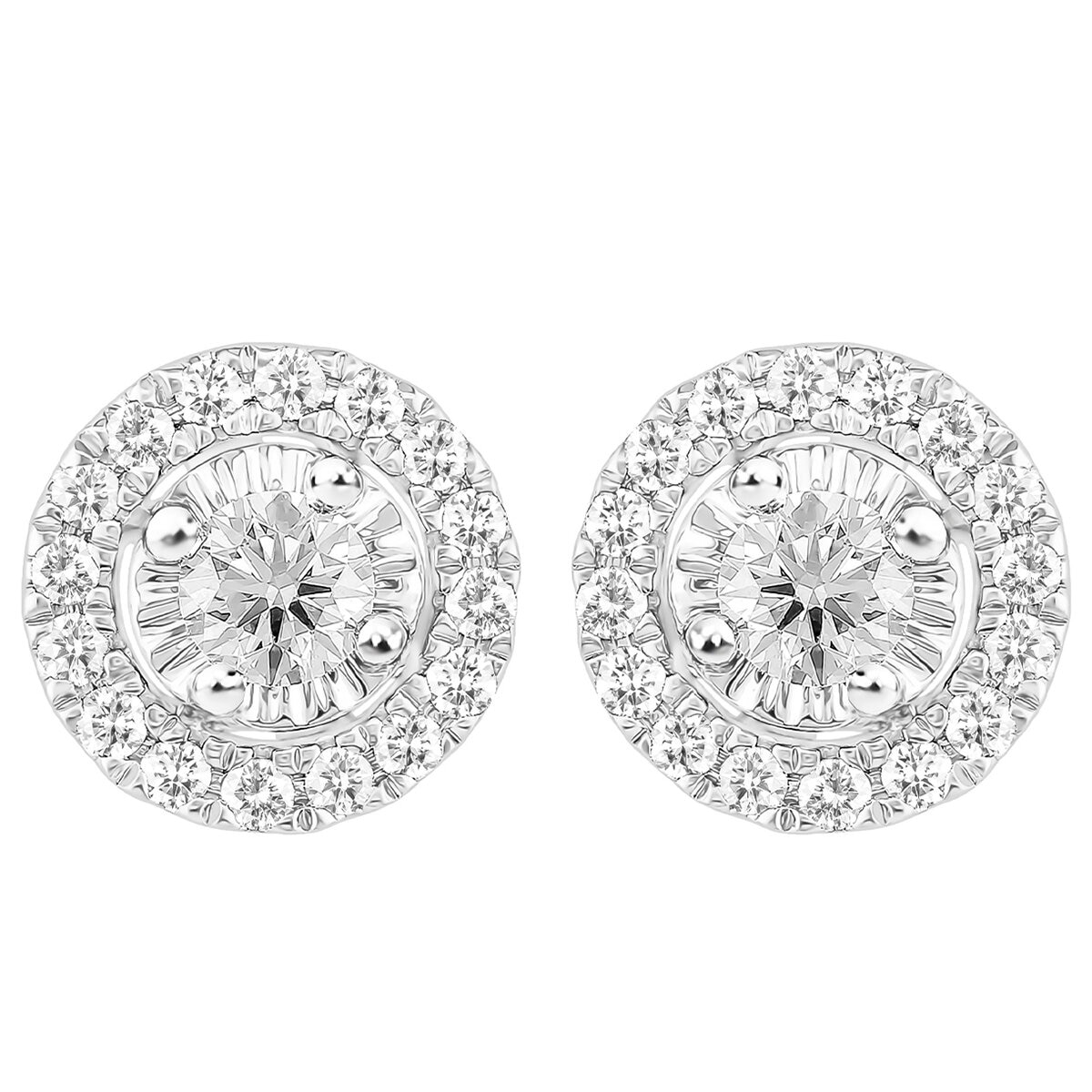 18KT WG 0.40CTW Diamond Sapphire Centre Earrings/