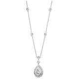 18KT White Gold 1.30ctw Round Diamond Drop Necklace