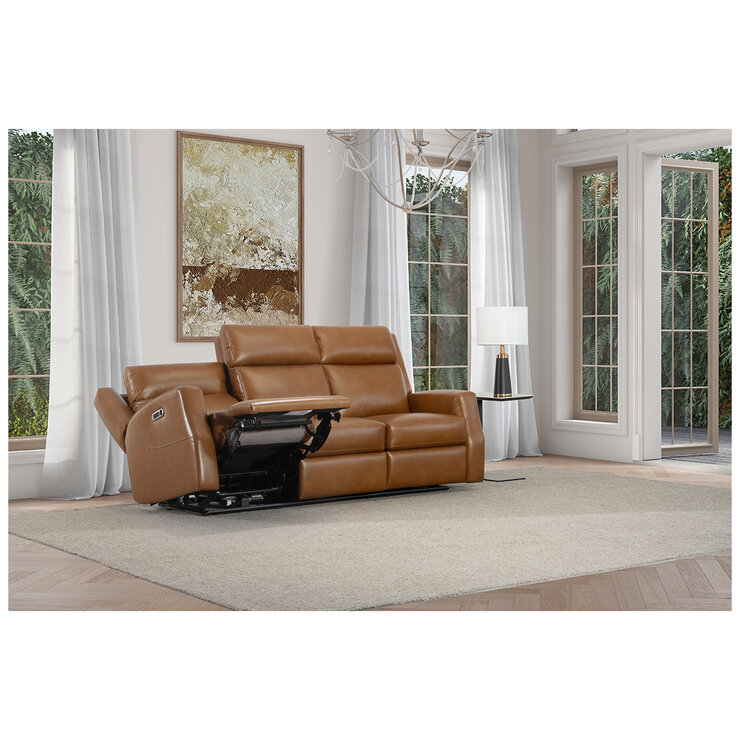 Simon Li Leather Power Reclining Sofa