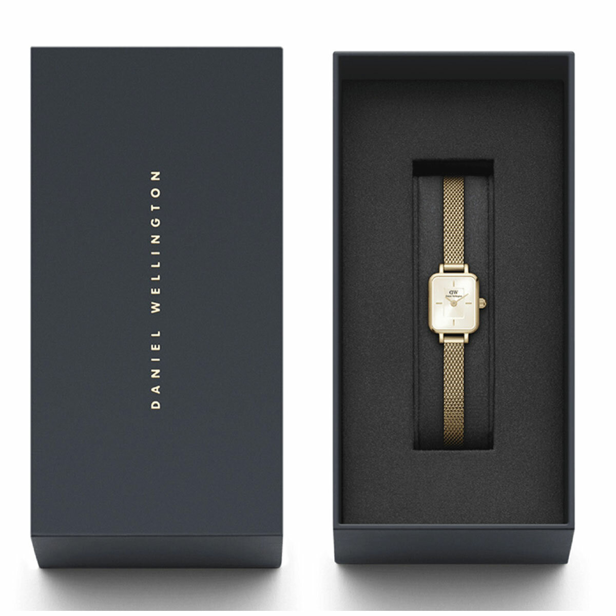 Daniel Wellington Quadro Mini Champagne Dial Evergold Mesh Strap Women's Watch DW00100656 Daniel Wellington Quadro Mini Champagne Dial Evergold Mesh Strap Women's Watch DW00100656