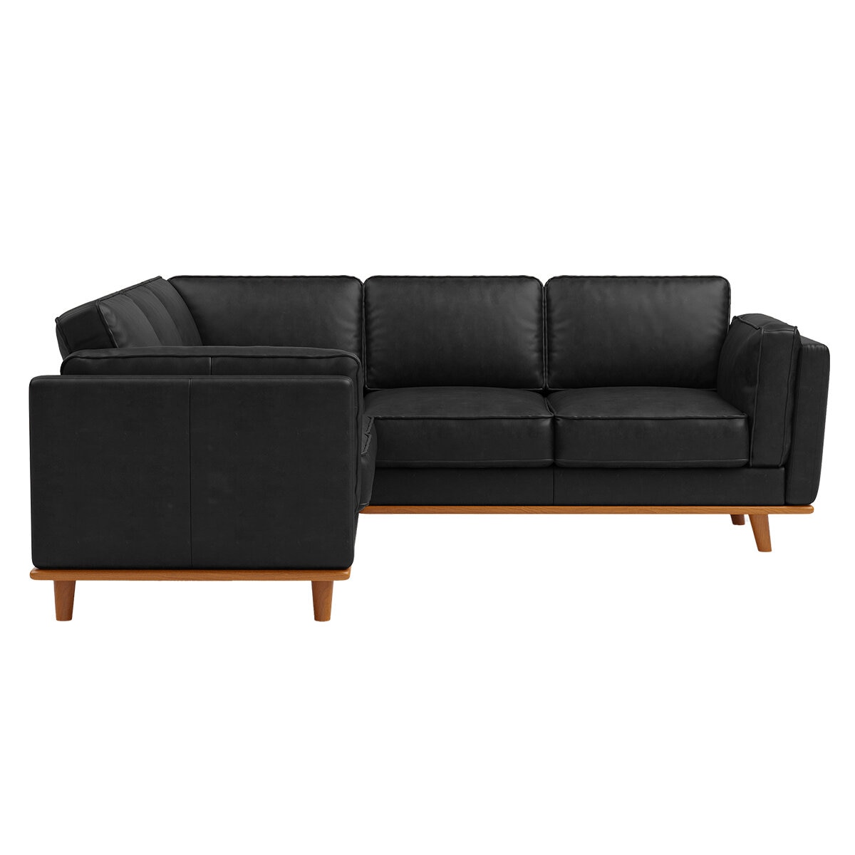 Valencia Artisan Top Grain Leather L-Shape Corner Sectional Lounge Black Color