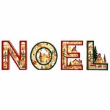 NOEL Wooden Letters With Light Up Festive Scene Set Of 4