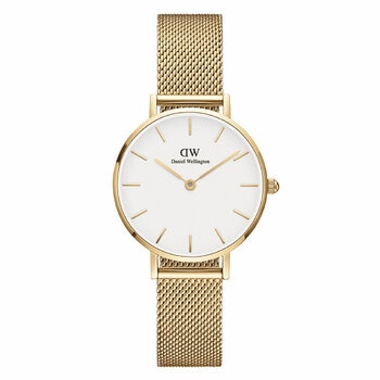 Daniel Wellington Petite Evergold White Dial Gold Mesh Strap Women's Watch DW00100350
