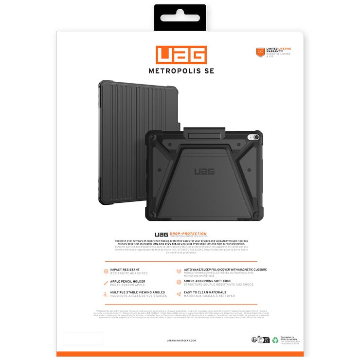 UAG Metropolis SE Apple iPad Air M2 1st Gen Folio Rugged Case Black 124472114040 UAG Metropolis SE Apple iPad Air M2 1st Gen Folio Rugged Case Black 124472114040