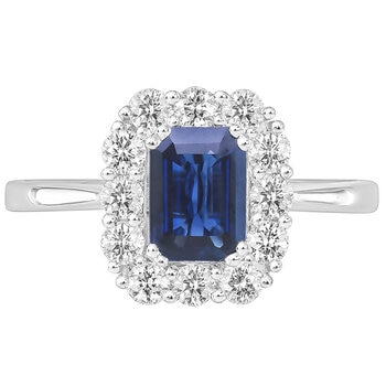 18KT White Gold 0.37ctw Diamond Sapphire Centre Ring
