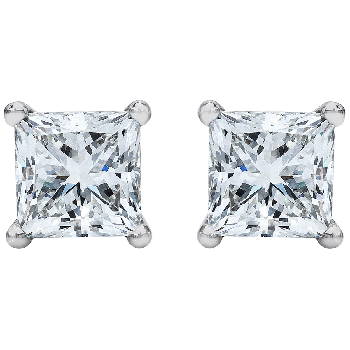 Princess Cut 3.00ctw Diamond Platinum Stud Earrings Cos