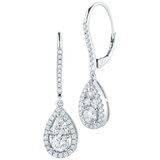 14KT White Gold 0.95ctw Round Diamond Tear Drop Earrings