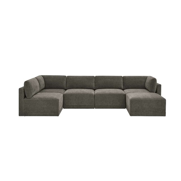Thomasville 6PC Fabric Modular Sectional with Ottoman Grey