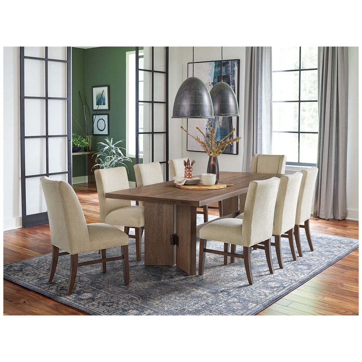 Urban Renovations Northbrook 9 Piece Dining Set Walnut