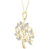 18KT Yellow Gold 0.15CTW Diamond Tree Pendant 19