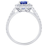 18KT White Gold 0.41ctw Diamond Halo Sapphire Ring